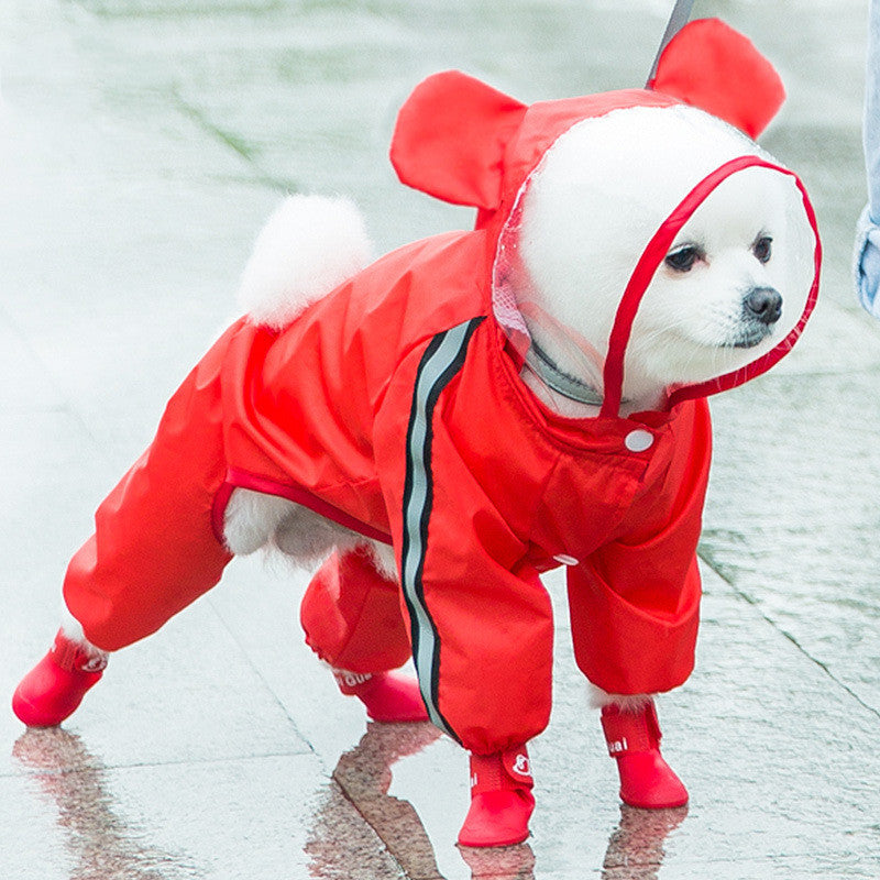 Puppy Dog Raincoat Four-legged Waterproof All-inclusive Teddy