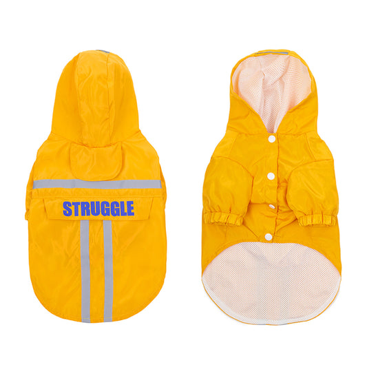 Pet Raincoat Reflective Strips Hooded Dog Clothes Waterproof