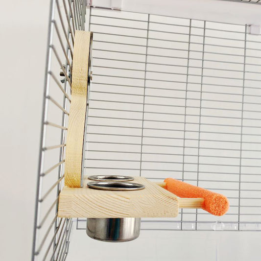 Parrot Puzzle Bird Toy Grinding Claw Stand Stainless Steel Food Cup