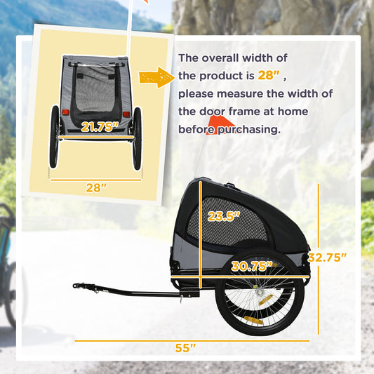 Dog Bike Trailer Pet Stroller With Wheels For Medium Dogs Black