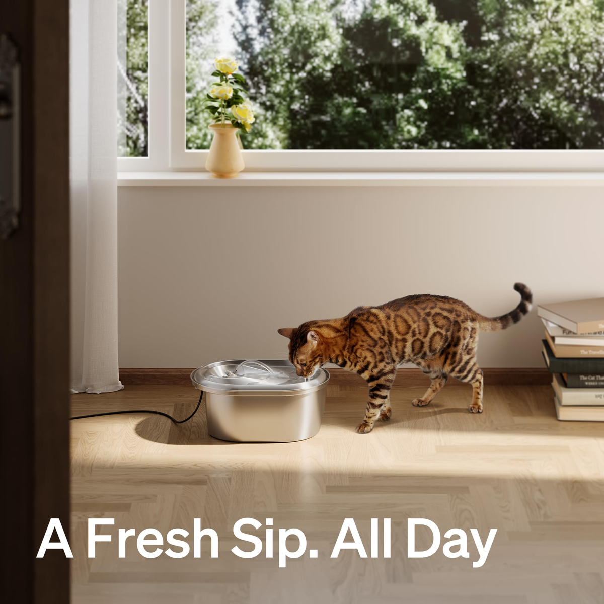 Stainless Steel Cat Water Fountain 101oz 3l Automatic Dispenser For