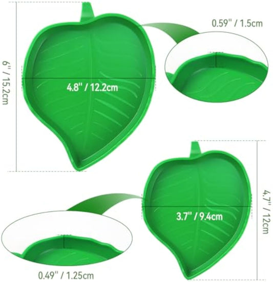 2 Pcs Leaf Reptile Food Water Bowl Plate Dish For Tortoise Lizards