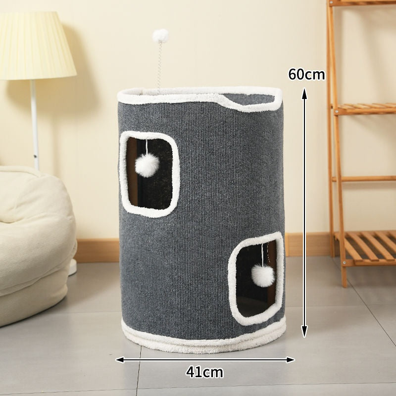 Cat Climbing Frame Scratching Post Nest Semi-enclosed Square Tree