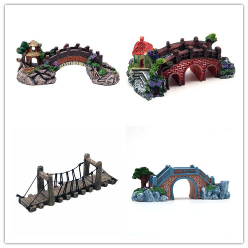 Fish Tank Aquarium Landscape Rockery Fake Bridge Landscaping