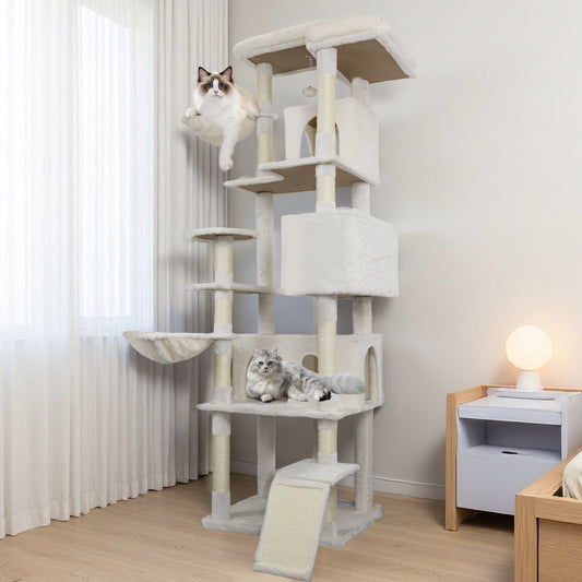 84 In Beige Cat Tree Tower With Large Condo Sisal Scratching Post