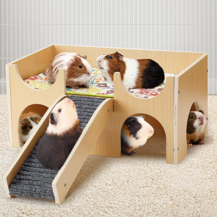 Wooden Guinea Pig House Hamster Hideout Toy