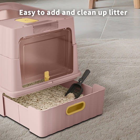 Dual Opening Fully Enclosed Cat Litter Box Top Entry Anti-tracking