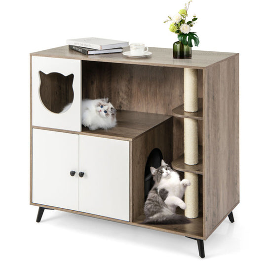 Cat Litter Box With Scratching Post Apartment House Locker