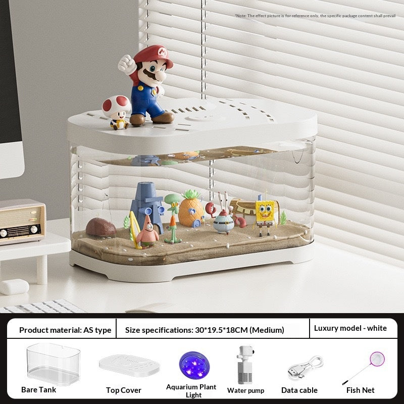 Transparent Plastic Fish Tank Aquarium Terrarium Decoration Office