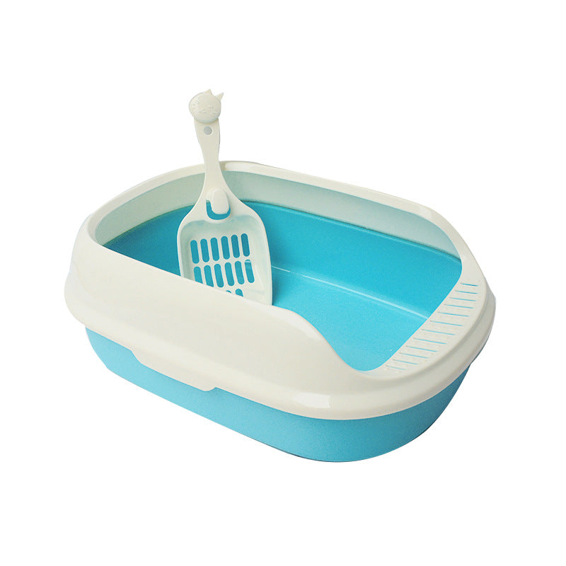 Pet Cat Litter Box With Shovel High-side Polyester
