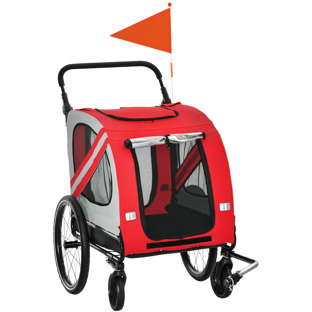 2-in-1 Pet Bike Trailer For Small Medium Dogs Road-visibility Dog
