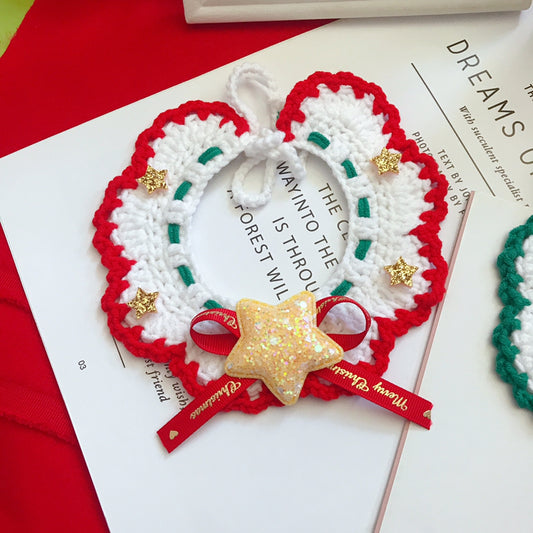 Wool Pet Collar Hand Woven Christmas Pet Accessories