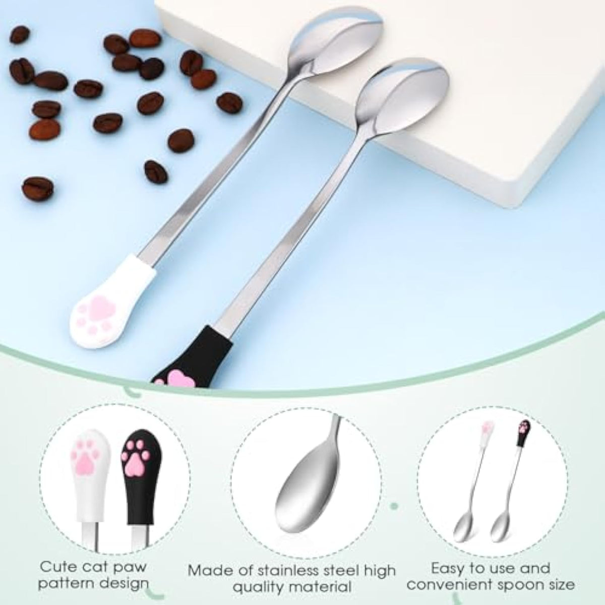 2 Pcs Dog Cat Spoon Pet Can Stainless Steel Claw Spoons For Wet