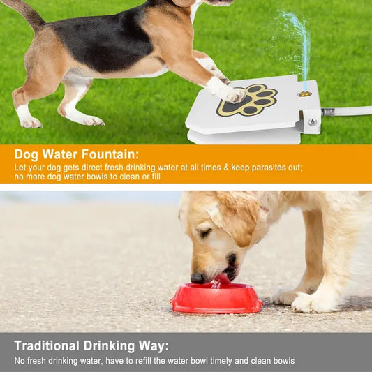Dog Water Fountain Outdoor Pet Dispenser Step-on Activated Sprinkler