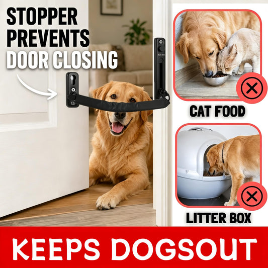 Metal Cat Door Prop Dog Proof Litter Box Feeding Station Keep Open