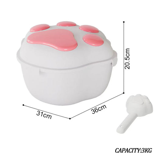 Dog Food Storage Container Claw Pet Grain Bucket With Cute Lid And