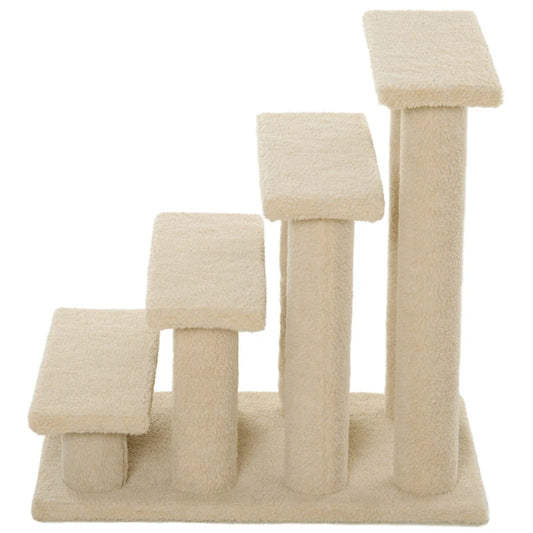 4-step Multi-level Carpeted Cat Scratching Post Pet Stairs Cream