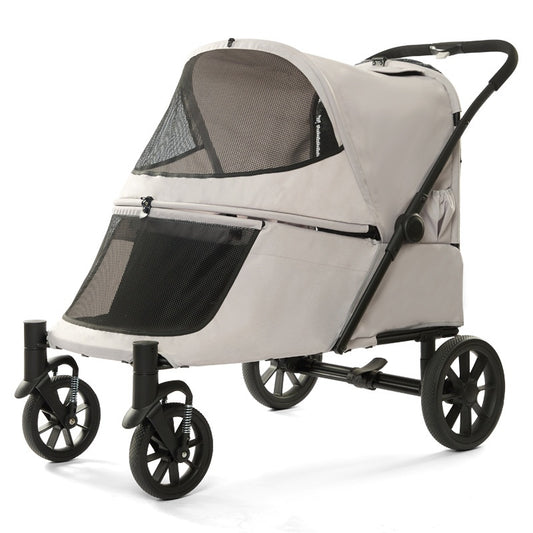 Foldable Covered Pet Stroller With Ramp For Senior Cats And Small