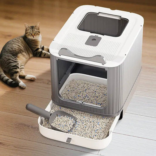 Elevated Leak Proof Elf White Cat Litter Box Made Of Sturdy And