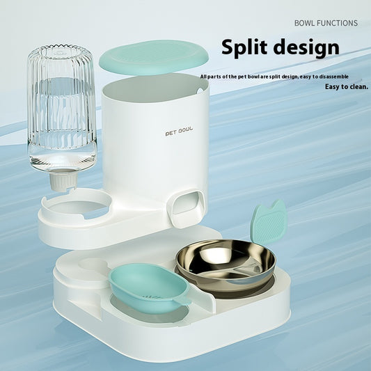 Cat Bowl Automatic Feeding Water Fountain Integrated Double