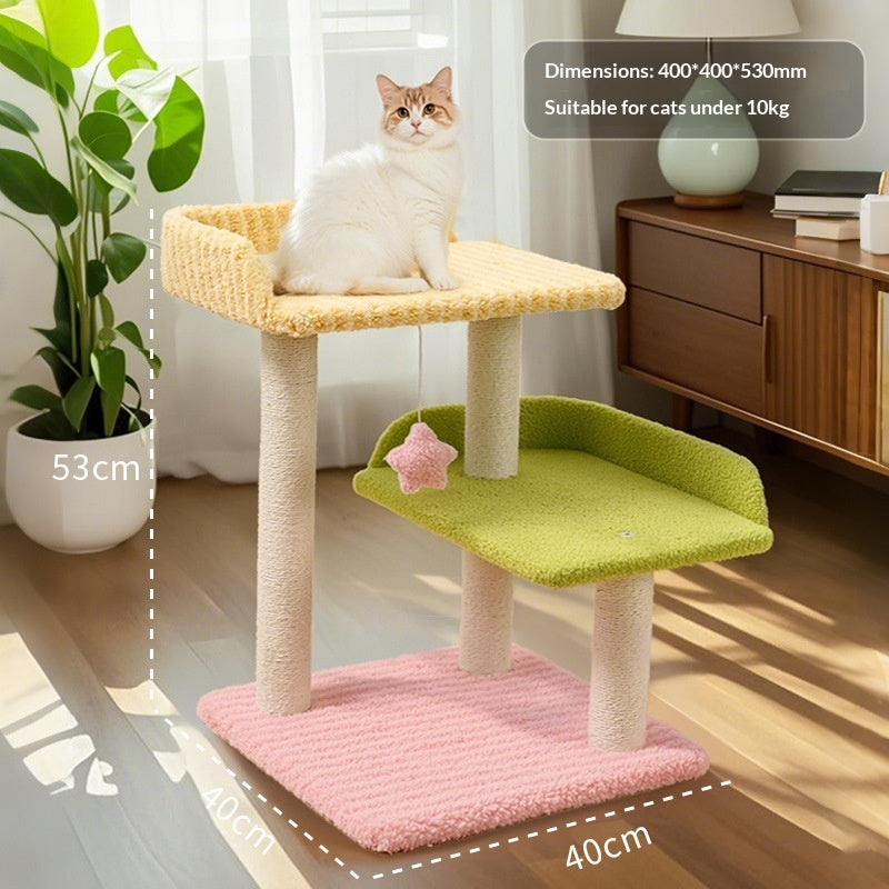 Space-saving All-in-one Cat Tree Scratching Post And Bed For Small