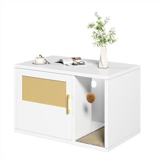 Cat Litter Box Cabinet Multifunctional White Modern House Washroom