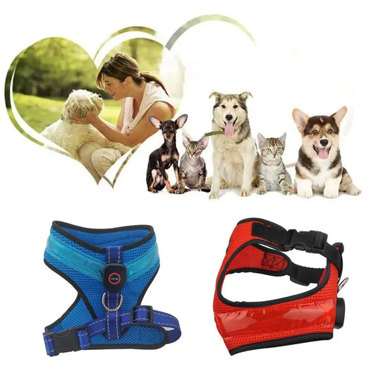 LED Luminous Dog Harness USB Charging Chest Strap Vest Pet Safety