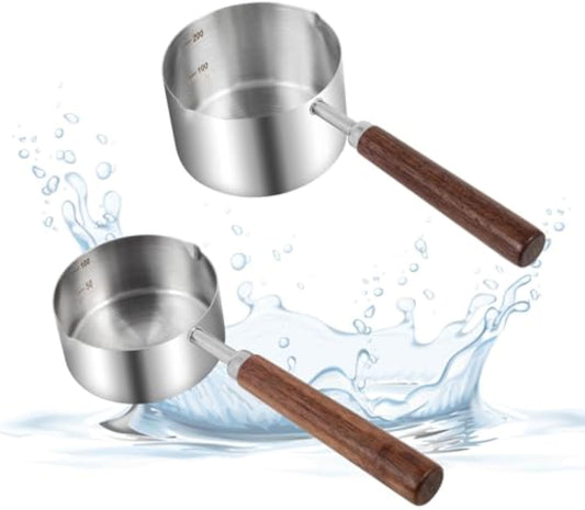 Dog Food Scoop 304 Stainless Steel Pet Measuring Cup With Wooden