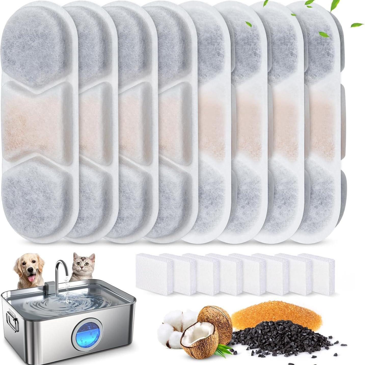 Stainless Steel Pet Water Fountain Filter Cartridge Feeder With