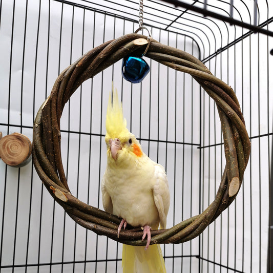 Bird Standing Frame Rattan Ring Chewing Toy Cage