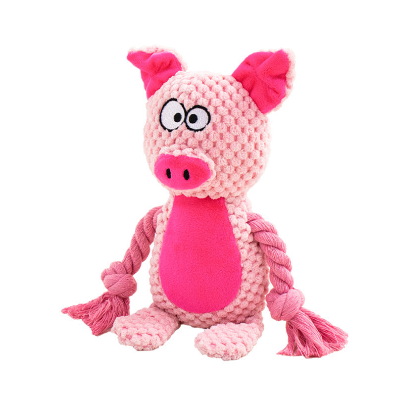 Pet Plush Sound Cotton Rope Toys Interactive Tug Of War Training