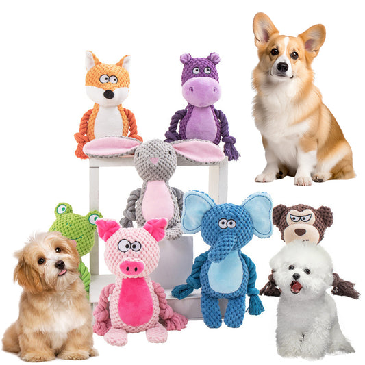 Pet Plush Sound Cotton Rope Toys Interactive Tug Of War Training
