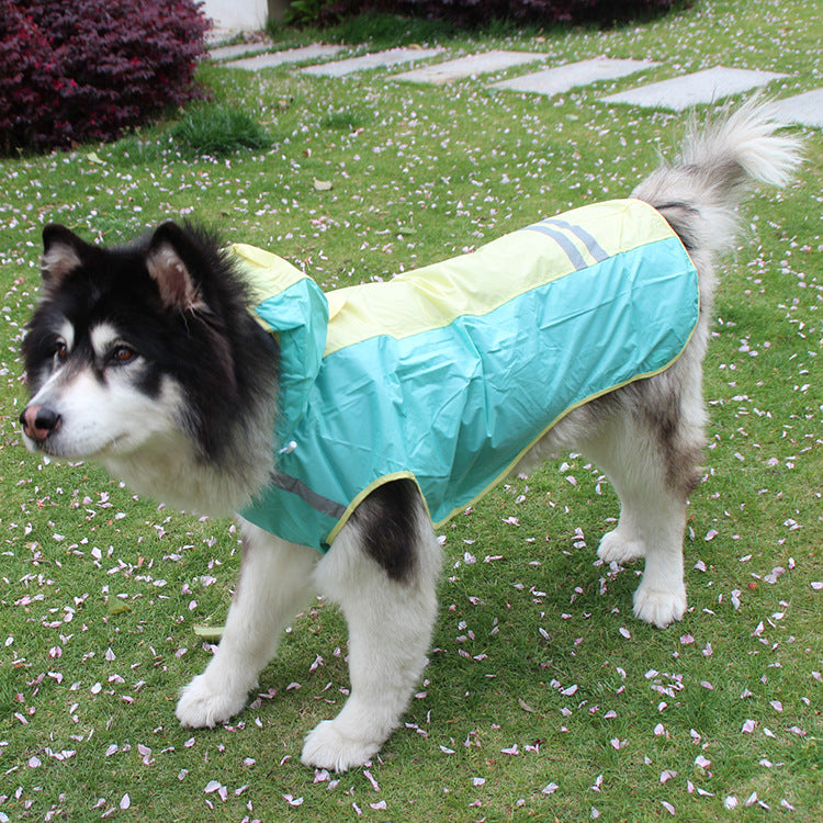 Big Dog Cloak Raincoat With Reflective Strips Husky Pug Pet