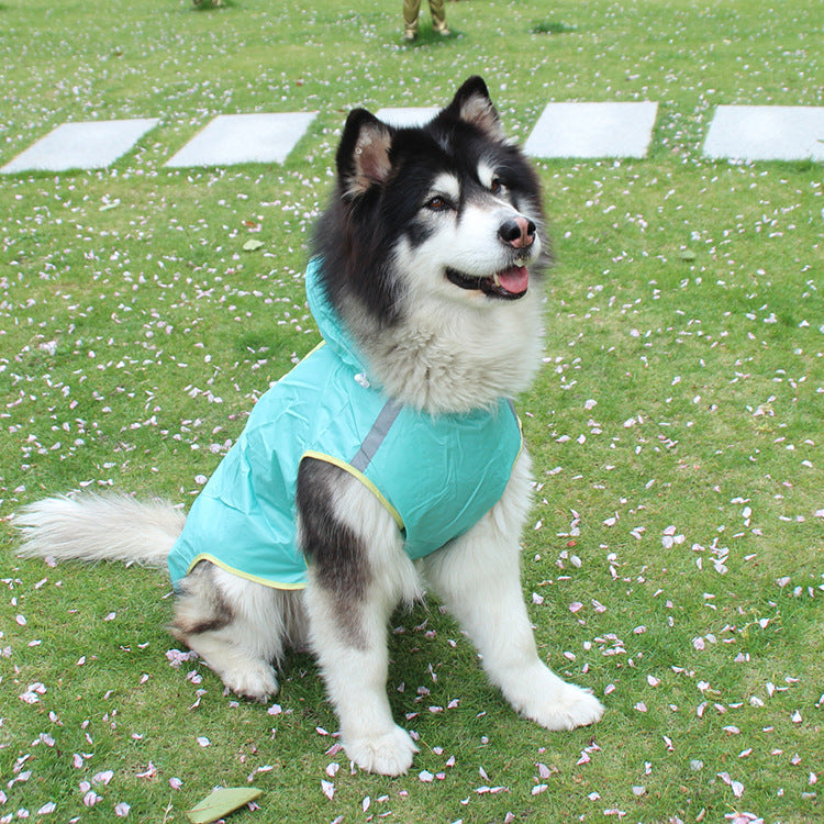 Big Dog Cloak Raincoat With Reflective Strips Husky Pug Pet