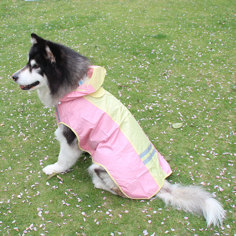 Big Dog Cloak Raincoat With Reflective Strips Husky Pug Pet