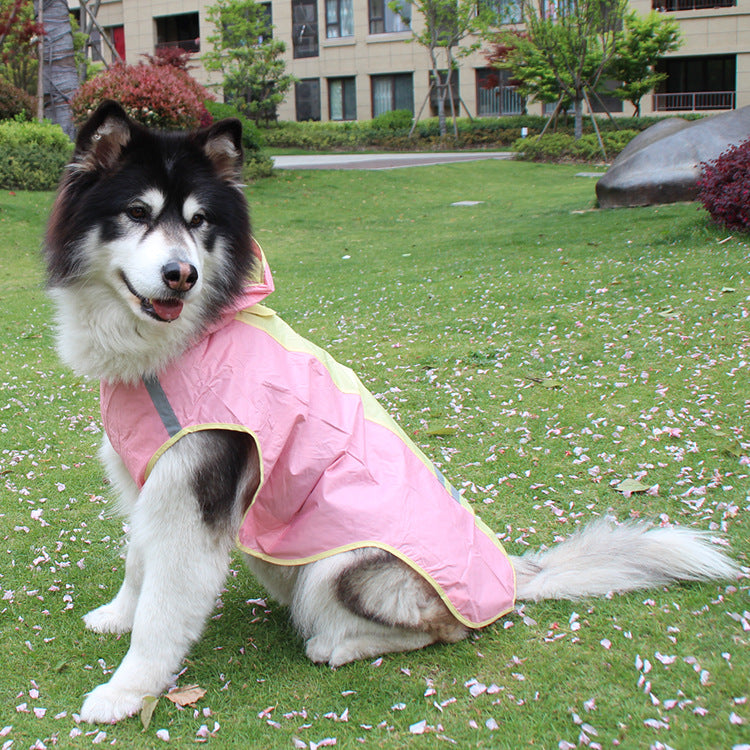 Big Dog Cloak Raincoat With Reflective Strips Husky Pug Pet