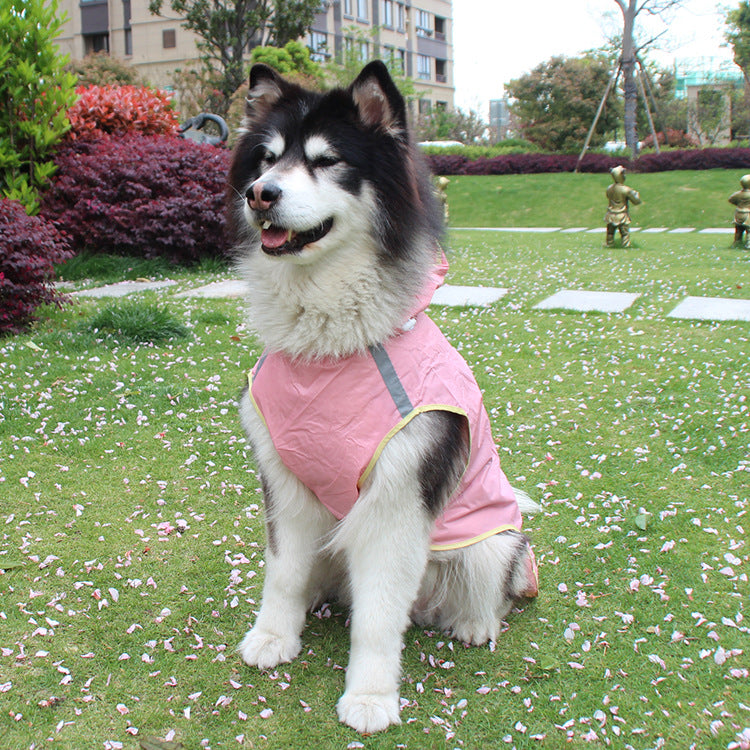 Big Dog Cloak Raincoat With Reflective Strips Husky Pug Pet