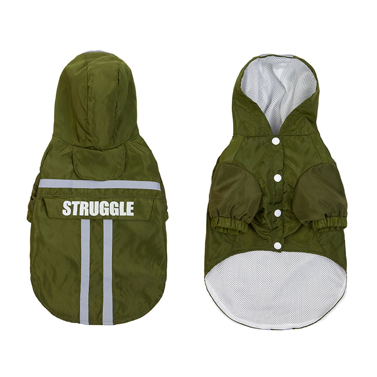 Pet Raincoat Reflective Strips Hooded Dog Clothes Waterproof