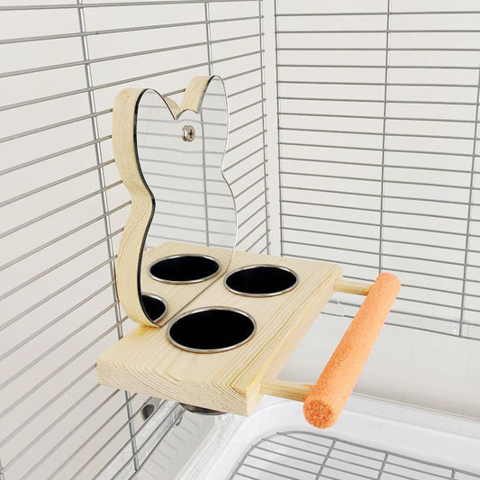 Parrot Puzzle Bird Toy Grinding Claw Stand Stainless Steel Food Cup