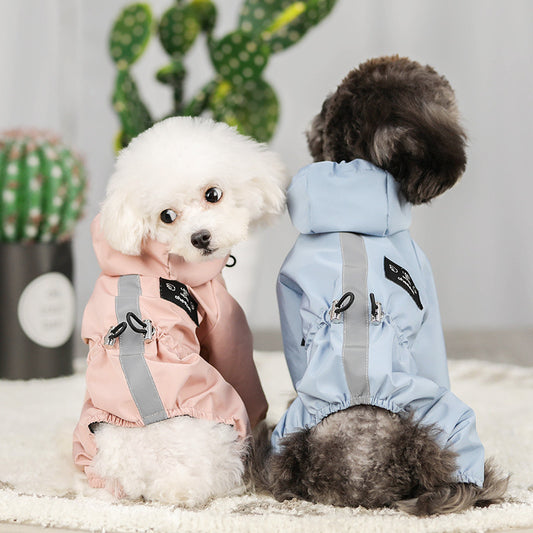 Waterproof Mesh Breathable Sweat-absorbent Reflective Dog Raincoat
