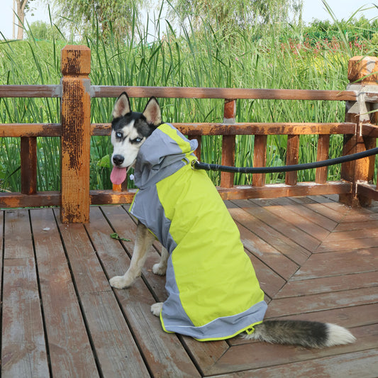 Color Block Cloak Big Dog Raincoat Outdoor Breathable Jacket