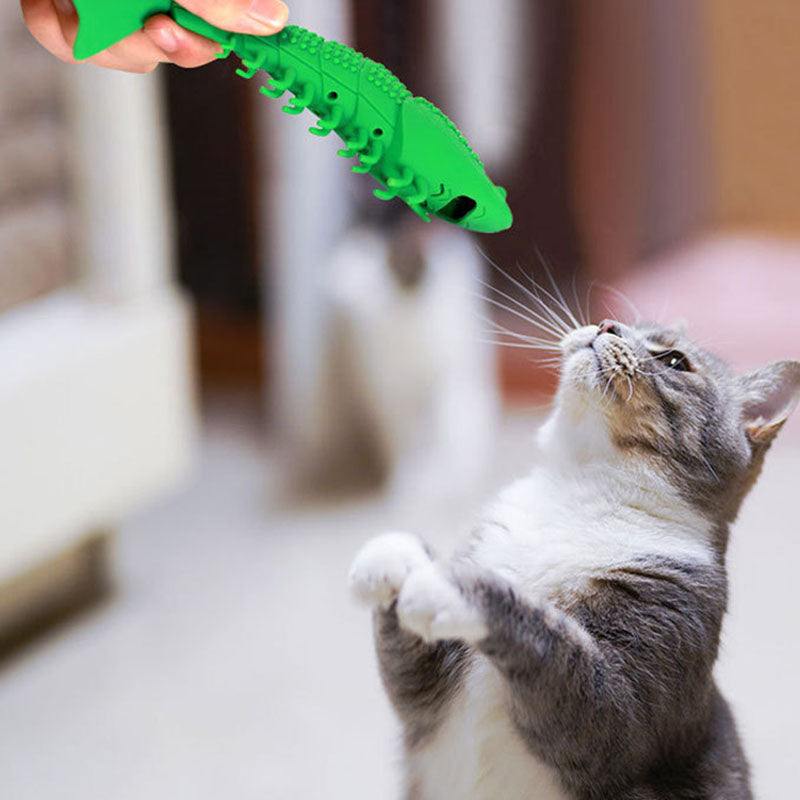 Catnip Silicone Fish Crayfish Toothbrush Cat Toy Bite Relieving