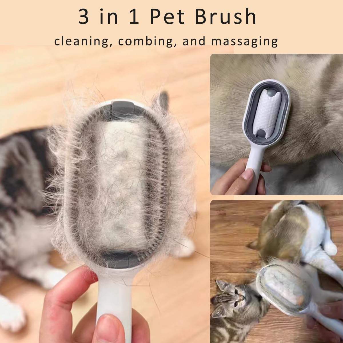 Cat Hair Brush With Water Sticky For Cats 4 In-1 Grooming Creative