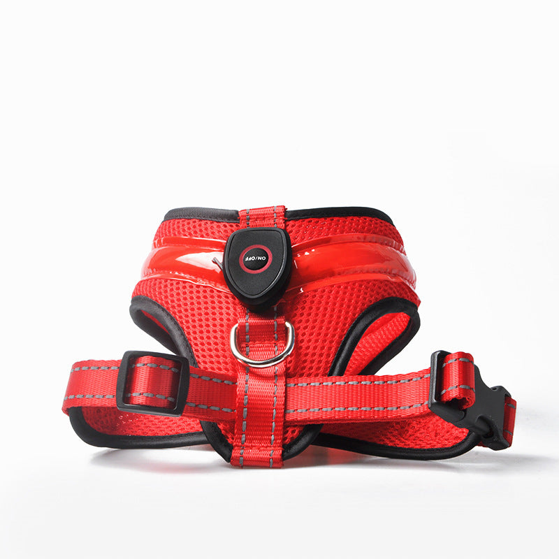 LED Luminous Dog Harness USB Charging Chest Strap Vest Pet Safety