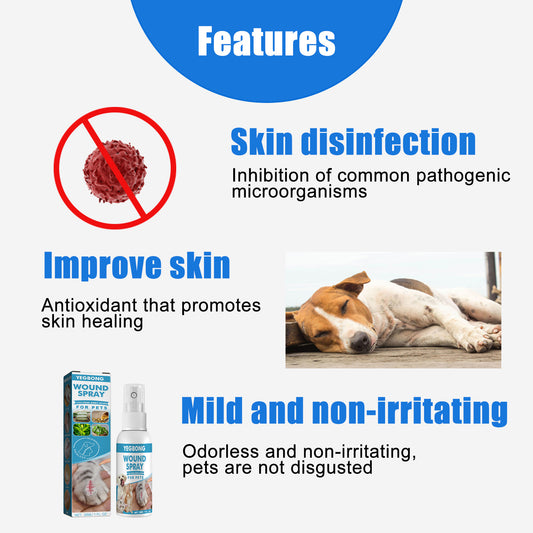 Natural Pet Wound Spray For Cats Dogs Skin Care Cuts Anti Itch