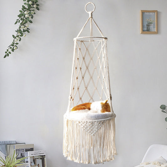 Macrame Hanging Pet Bed Cat Hammock Wall Bed-pet Gifts Swing