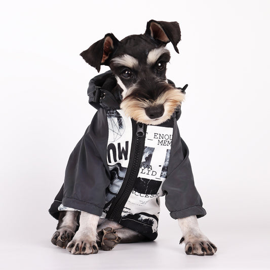 Dog Poker Jacket Reflective Raincoat Pet Cotton Clothes Warm