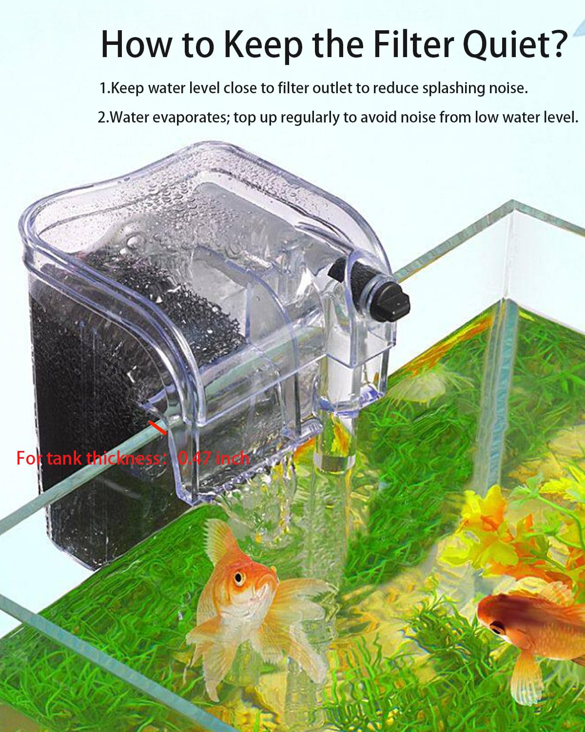 Small Fish Tank Filter Hang On For 1-5 Gal Nano Aquarium Ultra