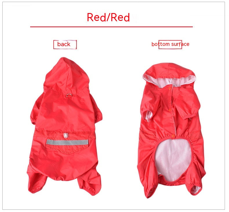 Pet Raincoat Dog Four-leg Hooded