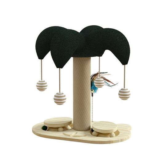 Cat Self-hi Solid Wood Turntable Scratching Post Teaser Durable